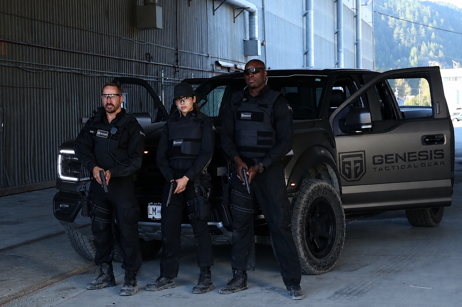 Genesis Tactical Gear outfitting team on site with security professionals
