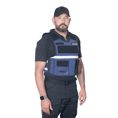 The GTG Version 3 - BLUE Reflective Stab Resistant Vest with Pockets
