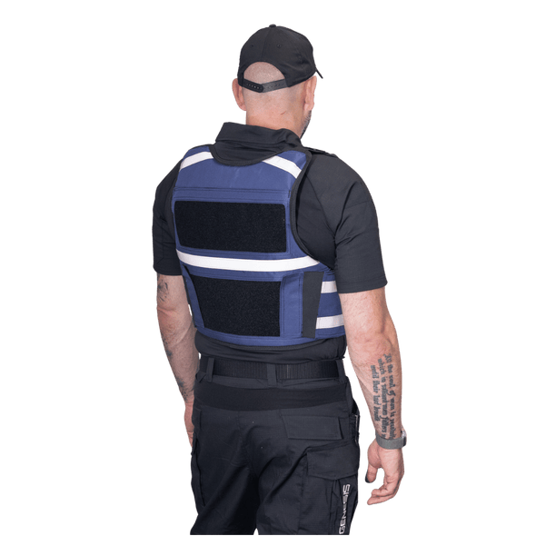 The GTG Version 3 - BLUE Reflective Stab Resistant Vest with Pockets