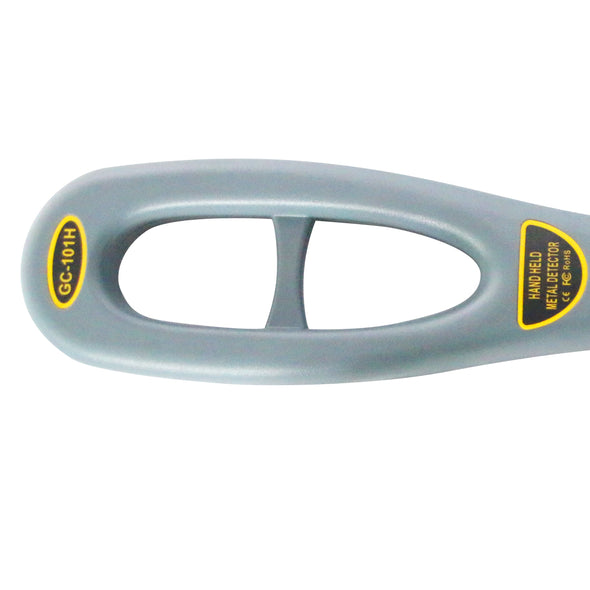  Picture of the coil-loop end of a hand-held security metal detector, joined in the middle