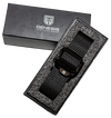 Black GTG basic tactical belt and embossed buckle displayed in box.